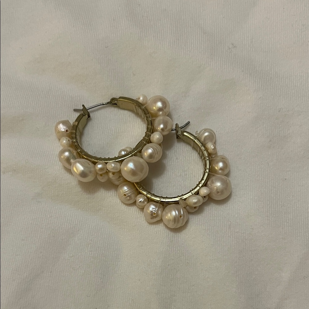 Amber Sceats Pearl Hoop Earrings